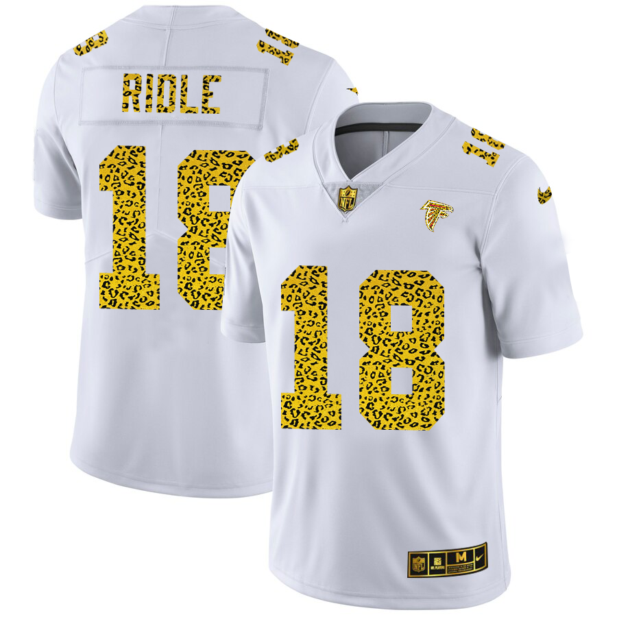 Atlanta Falcons #18 Calvin Ridley Men Nike Flocked Leopard Print Vapor Limited NFL Jersey White